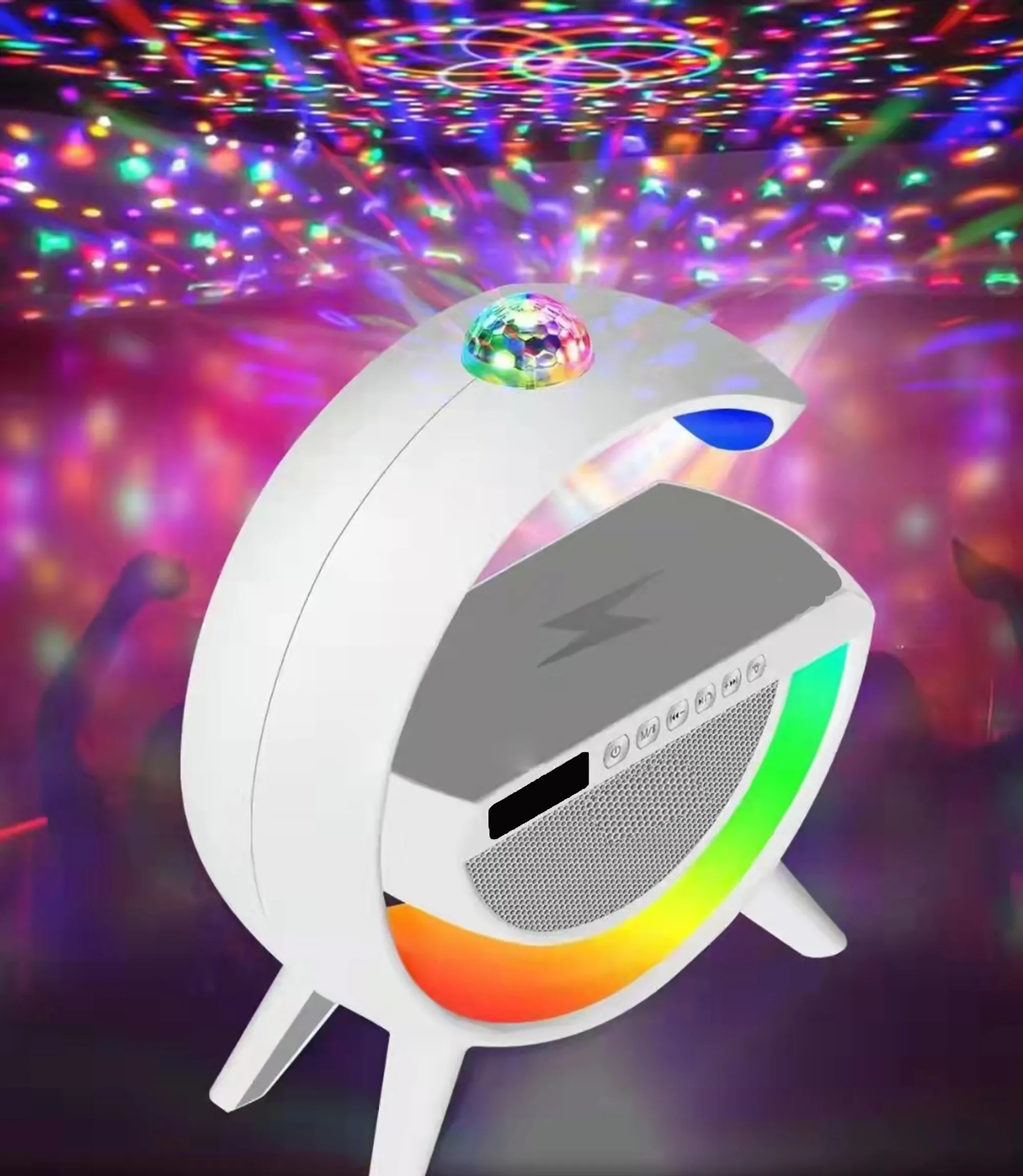 LÁMPARA DE MESA RGB PARLANTE BLUETOOH CARGADOR INALÁMBRICO –