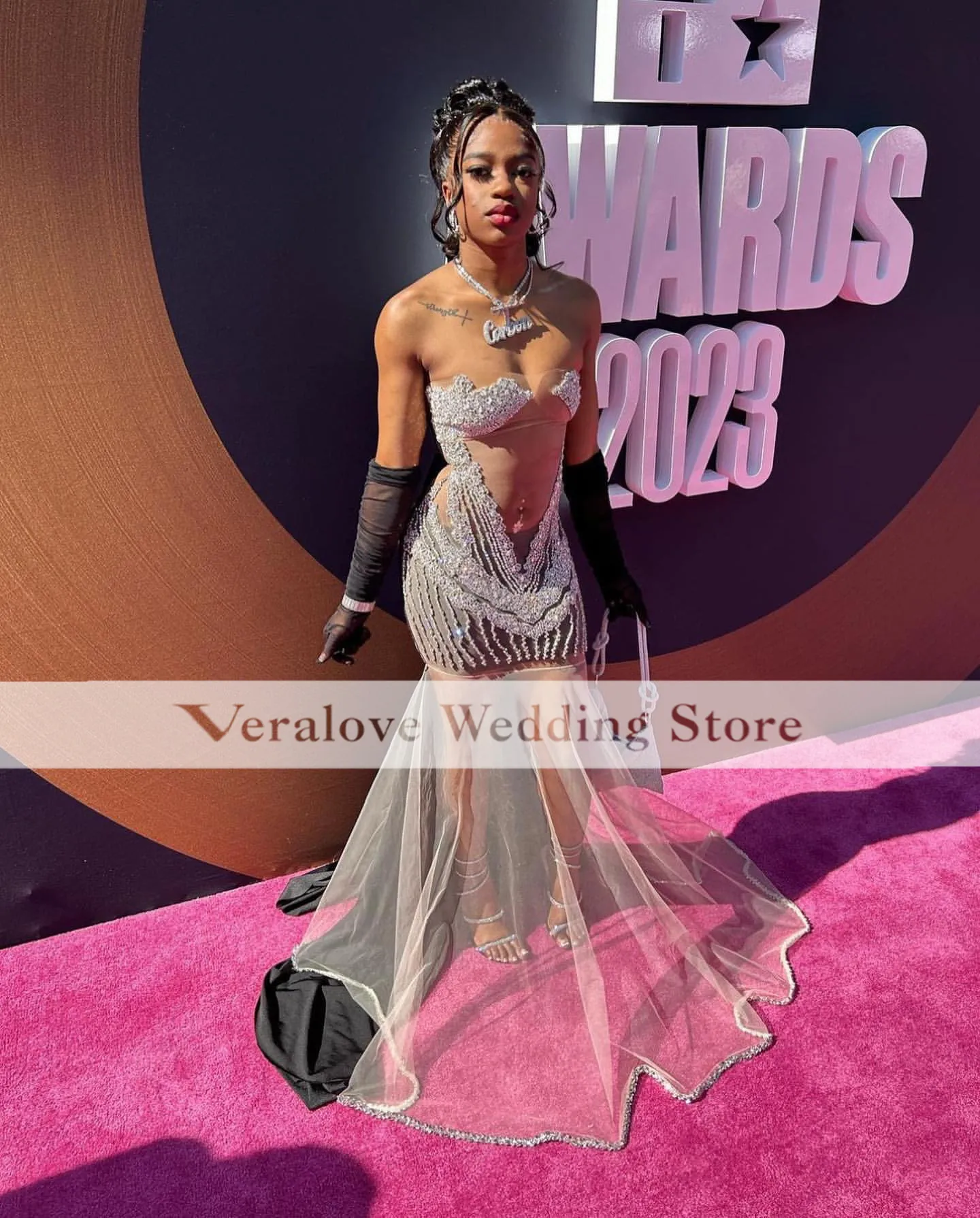Rhinestone Beaded Illusion Diamond Prom Dress Sexy See Through Gown For Birthday Parties And Graduations From Veralove999 122.25 DHgate.Com