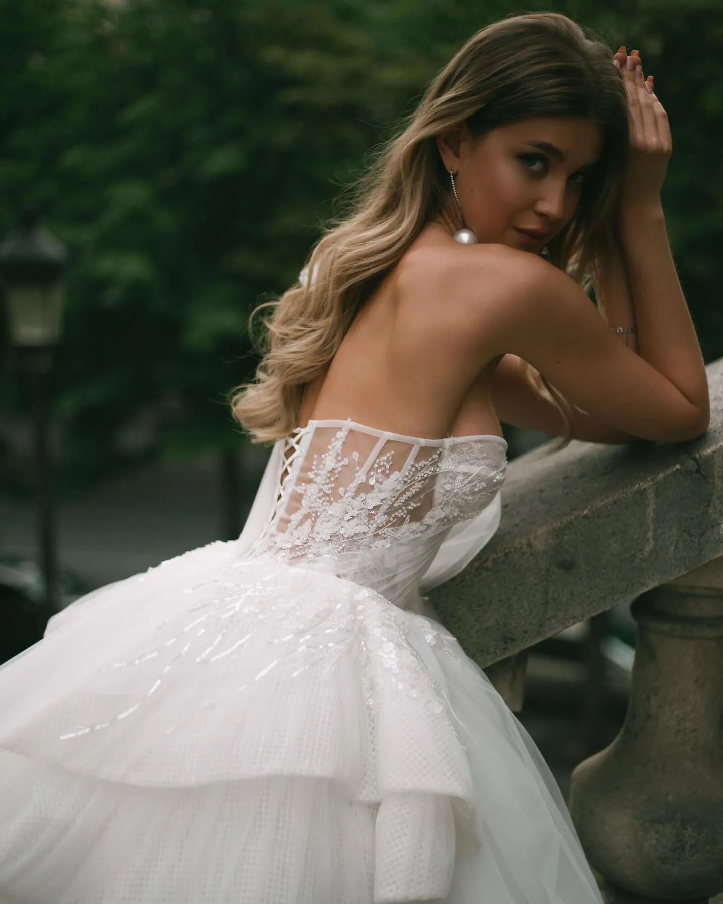 all lace fit and flare wedding dress Lace Fit-and-Flare Wedding Dress with Euro Tulle Cape main image 1