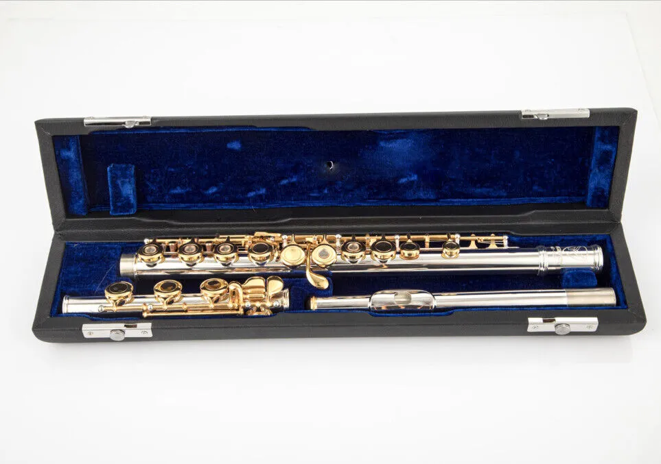 DHgate.com:Professional Silver Flute with Gold Keys, Open DHgate.com:Professional Silver Flute with Gold Keys, Open