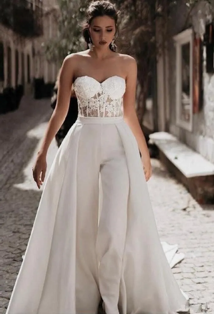 Wedding Gown With Lace with Removable Skirt – D&D Clothing