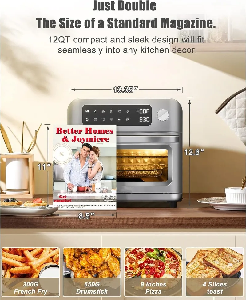 Air Fryer Toaster Oven 1700w High Power Air Fryer Dehydrator Combo with Touchscreen Convection Countertop Oven Dishwasher Safe