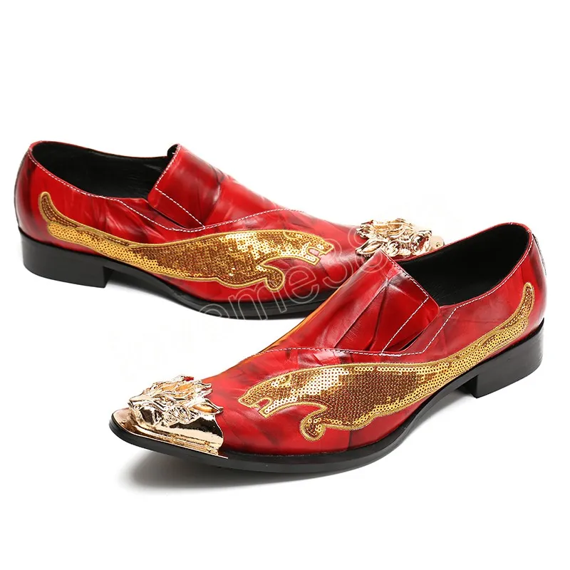 Men's Genuine Leather Pointed Toe Dress Loafers with Animal Print Rubber  Outsole for Formal Events
