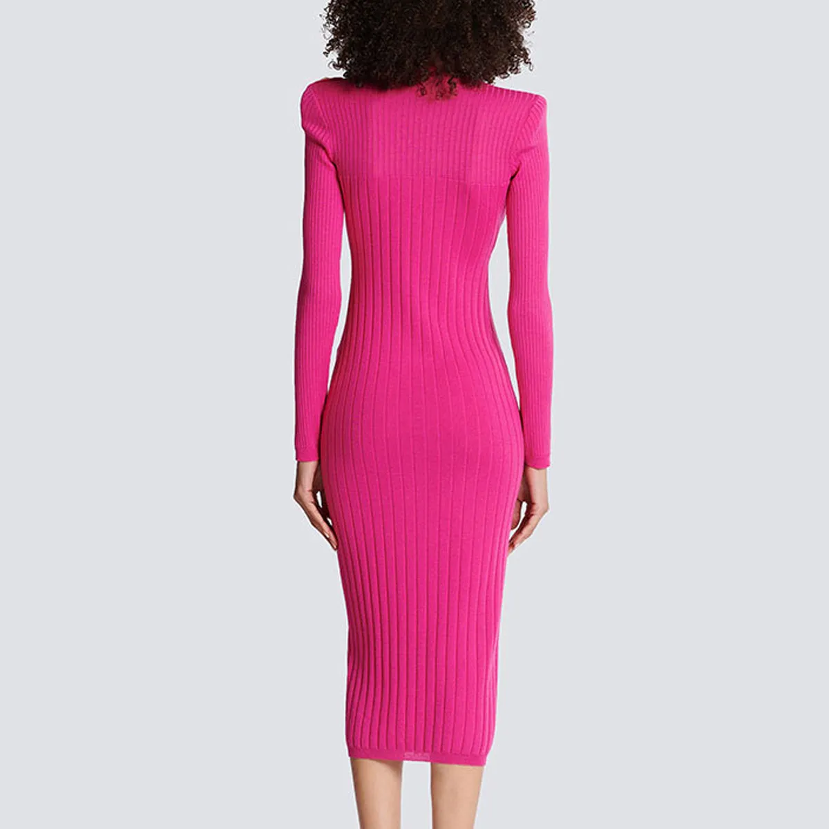 Empire Waist Maxi Dress Black, Elegant Crew Neck Long Sleeve Midi