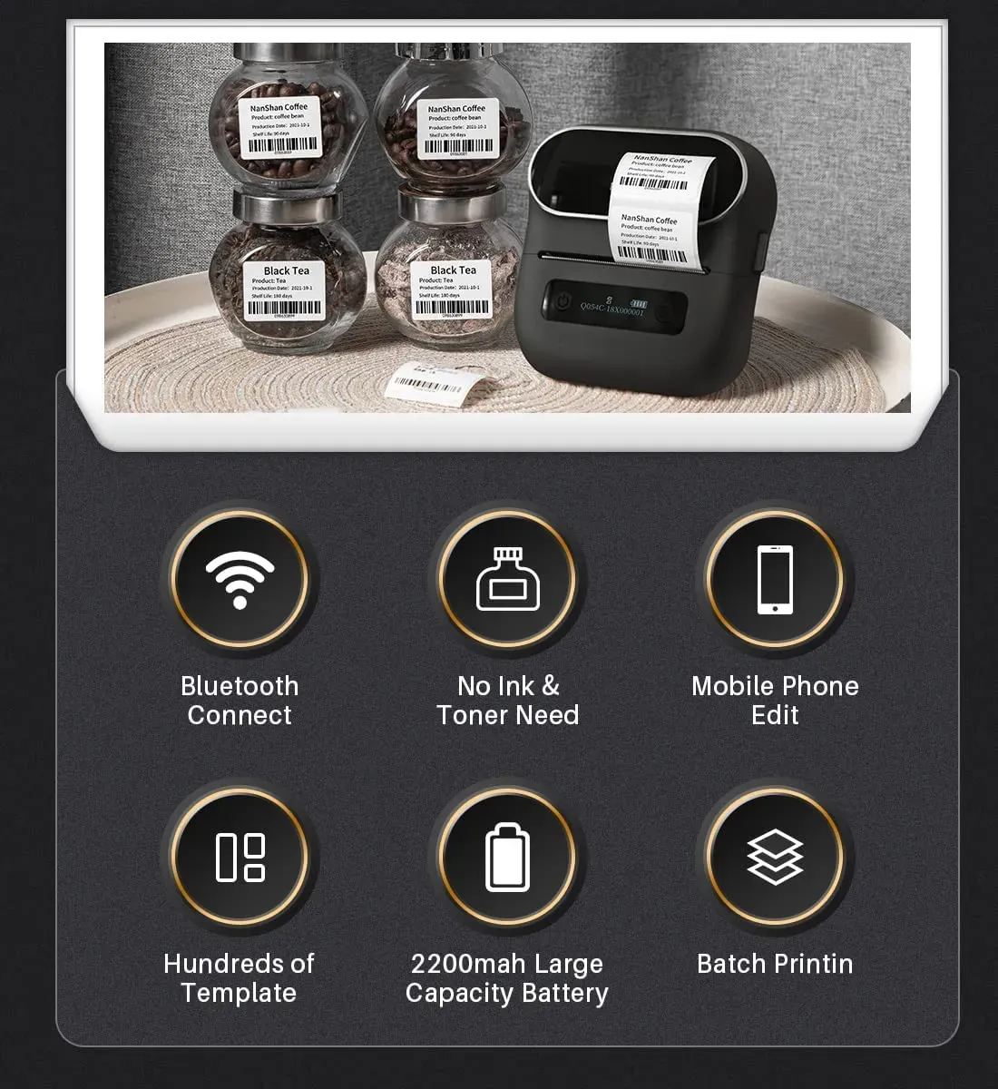 Phomemo Label Maker, M220 Portable Label Maker, Bluetooth Wireless