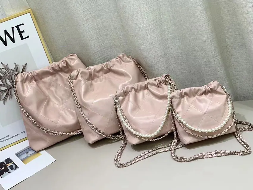 Designer Bag Mirror 22 Tote Bag Shopping Bag Shiny Calfskin Small Tote Bag Pearl Purse Gold Metal Embellished Shoulder Wallets Four Sizes From 28 93 DHgate