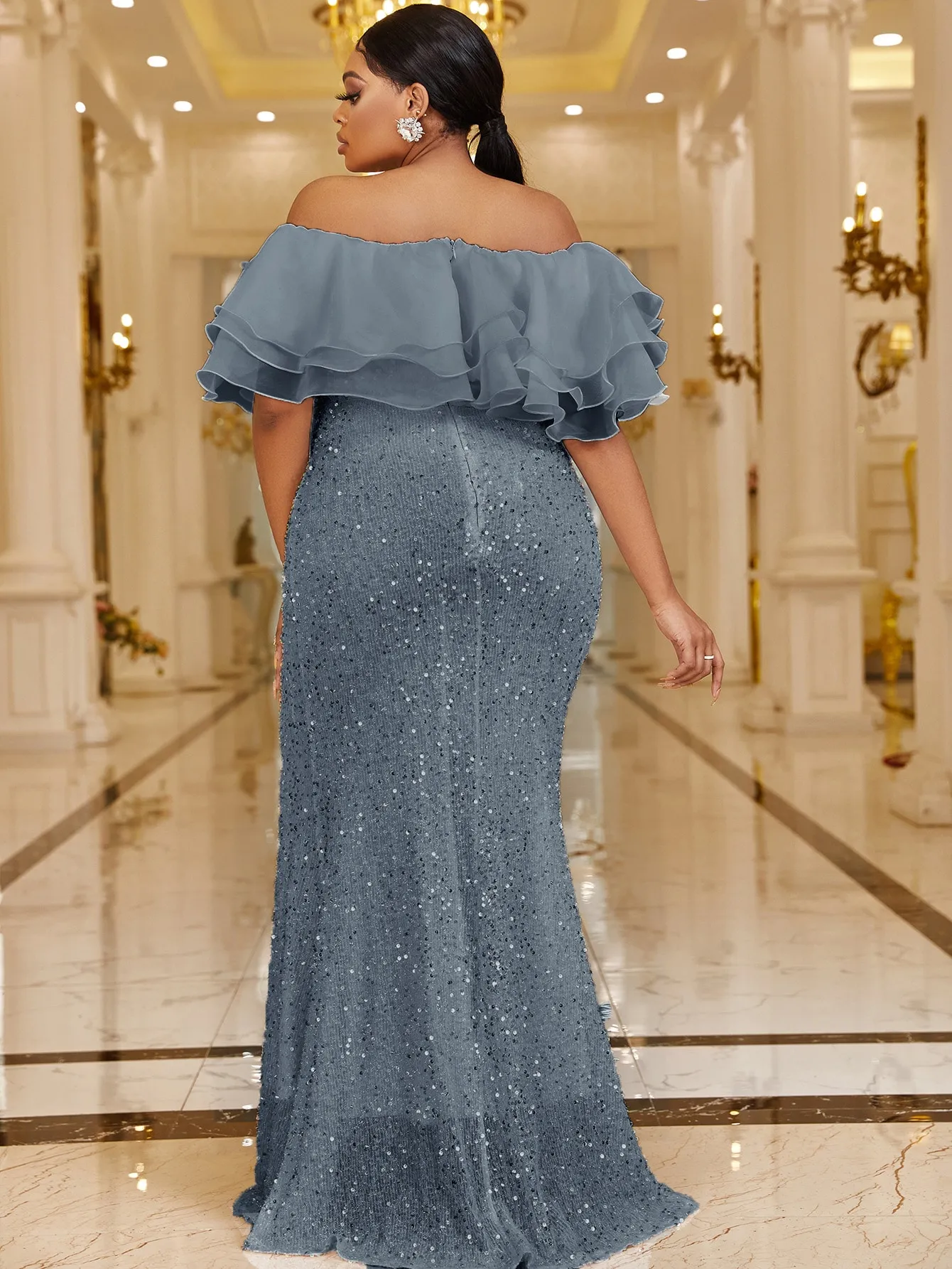 Off The Shoulder Sequin BurgundyProm Dress With Train Off The Shoulder Sequin BurgundyProm Dress With Train