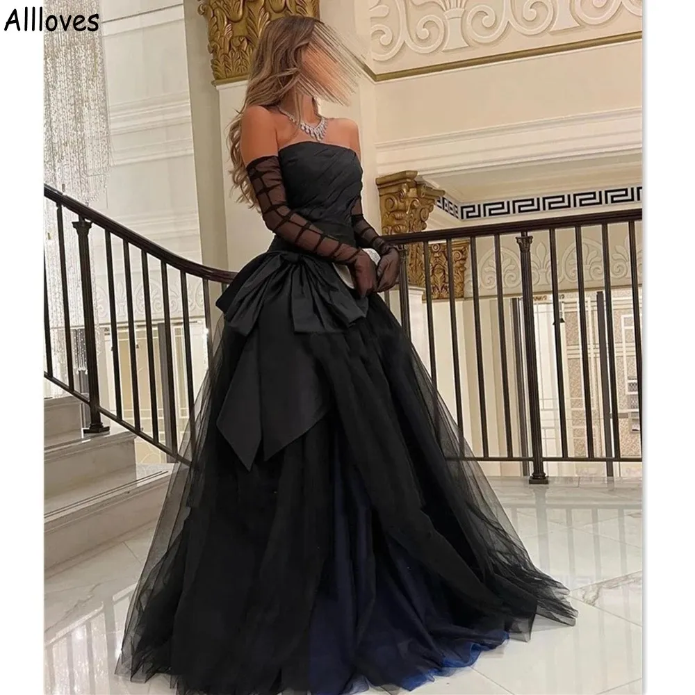 black empire waist prom dress Mermaid Strapless Empire-Waist Pleats Appliques Black Prom Dress US14 / Custom Color main image 0