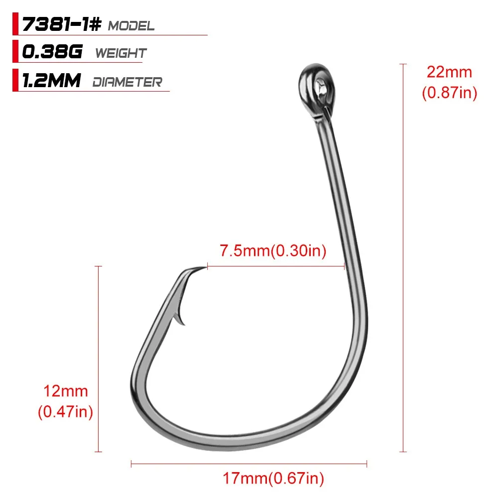 6 Sizes 150 7381 Sport Circle Hook High Carbon Steel Barbed Hooks