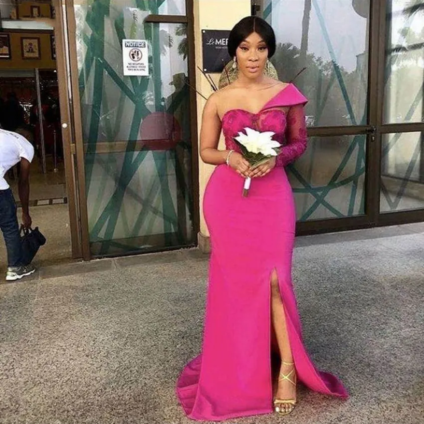 one shoulder floor length bridesmaid dress Sage One-shoulder Floor Length Chiffon Draped Bridesmaid Prom Dress main image 1
