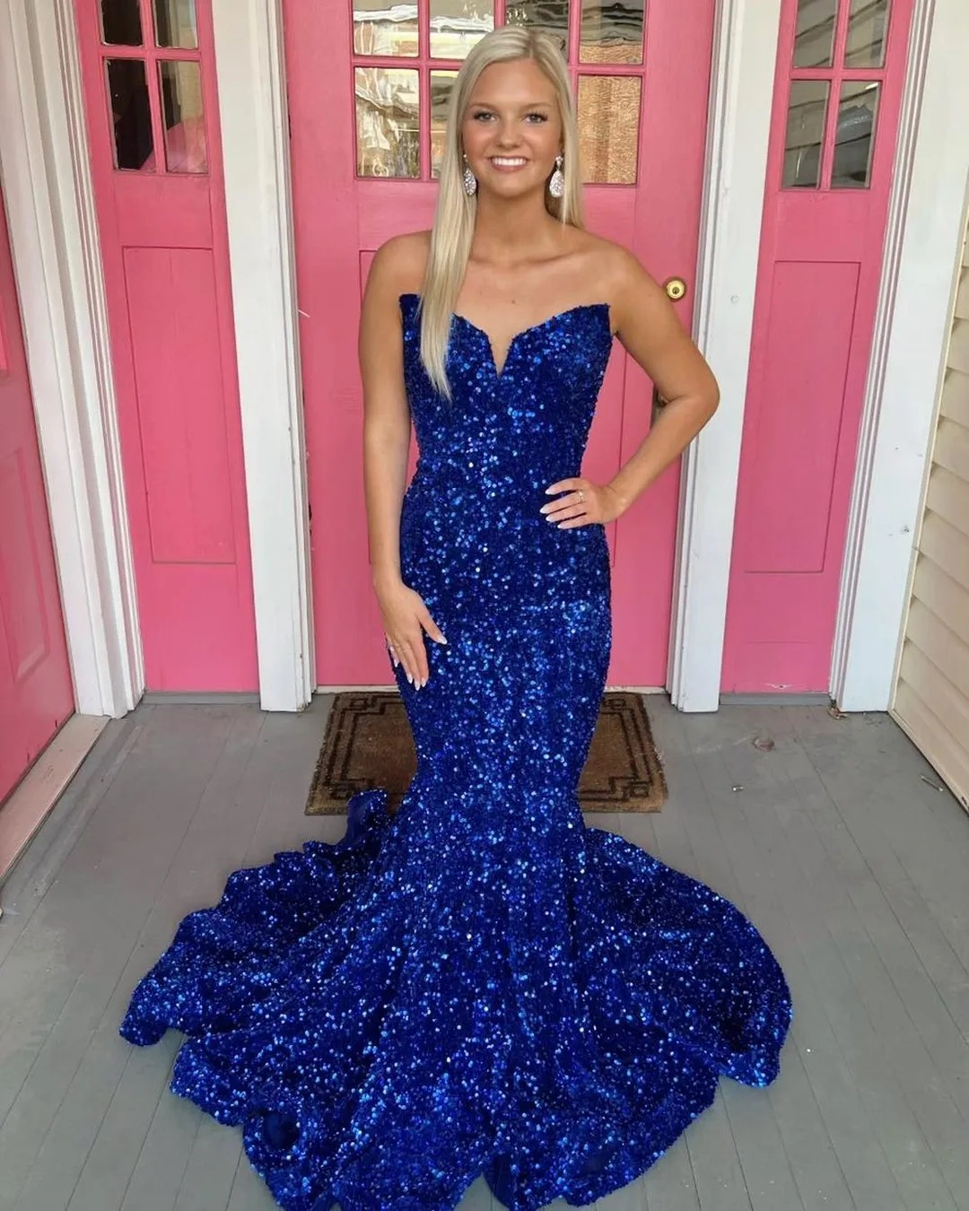 Strapless Velvet Sequin Sparkly Mermaid Prom Dress... From  Uniquebridalboutique, $113.62 | DHgate.Com
