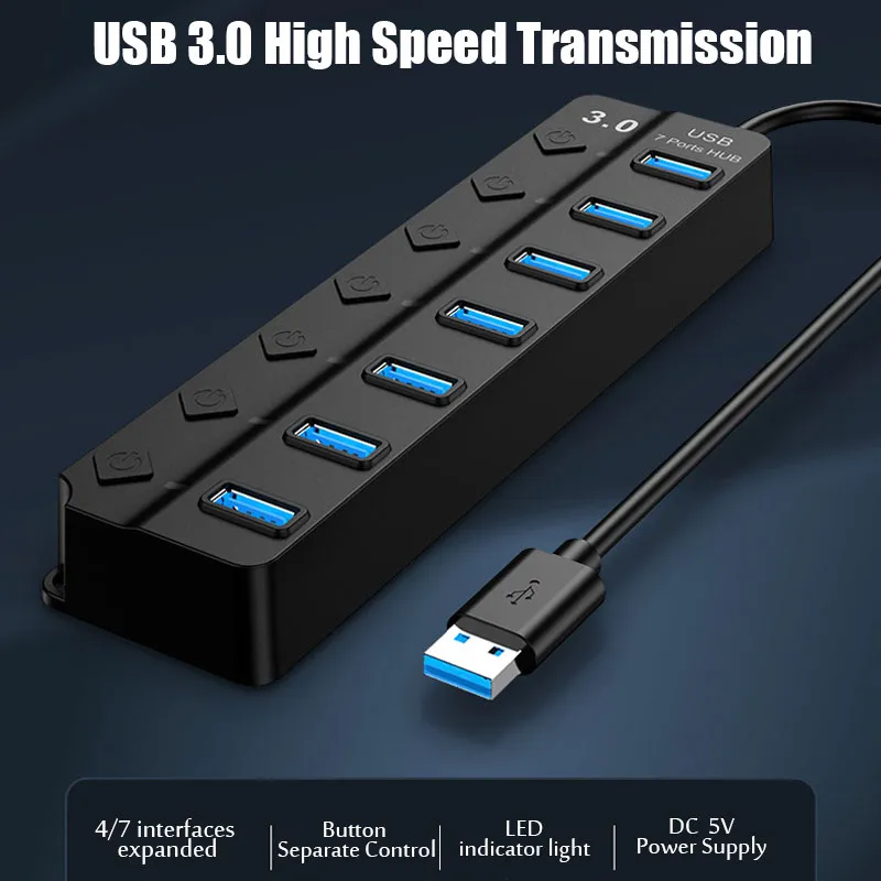 ENERRGECKO USB 2.0 Hub Multi-USB Hub Splitter Hoge USB Hub