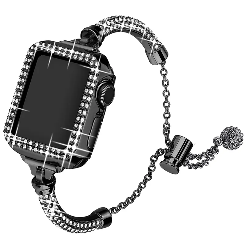 Luxury bling Diamond Strap for  Watch Band Ultra 49mm 41mm 45mm 40mm 44mm 38mm 42mm Stainless Steel Women Bracelet iWatch Series 8 7 6 5 4 3 SE