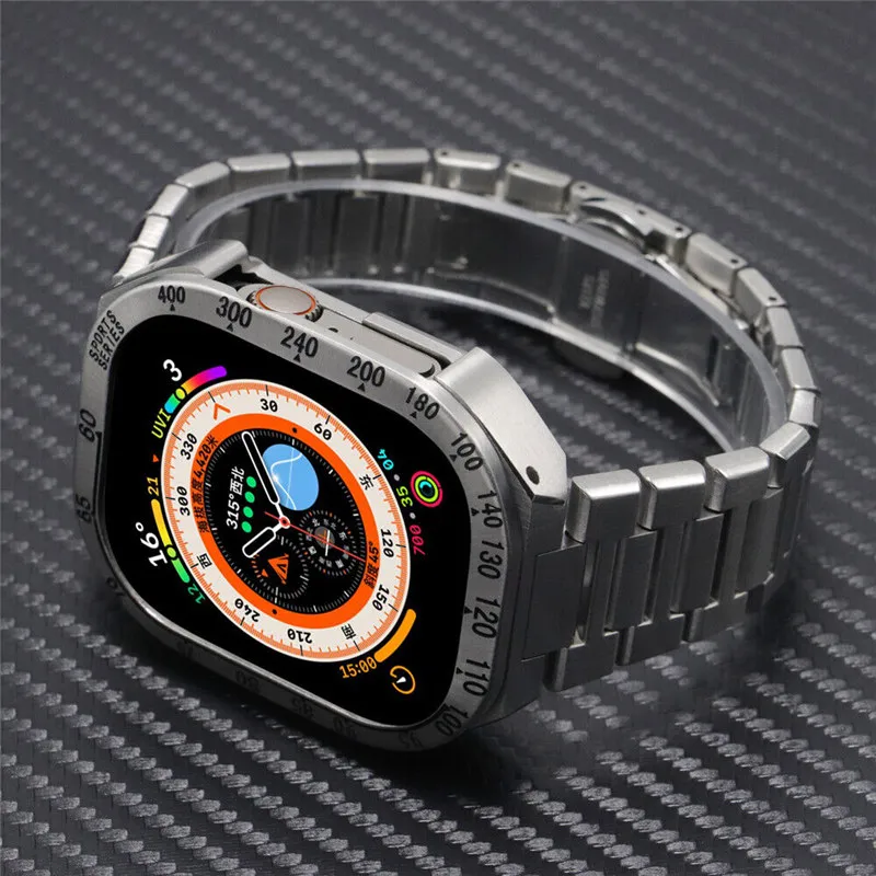 For  Watch Ultra 49mm Premium 316L Stainless Steel Mod Kit Protective Case Band Strap Cover