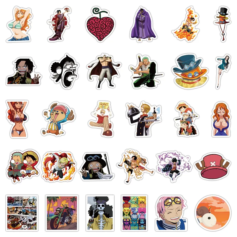 60Pcs Adesivi Classici Anime One Piece Scimmia D Luffy Nami Roronoa Zoro  Adesivi Graffiti per Bagagli Fai da Te Laptop Skateboard Adesivi Biciclette