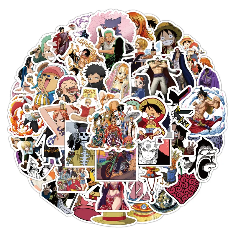 50/100Pcs One Piece Luffy Stickers Anime Sticker Notebook Motorcycle  Skateboard Computer Mobile Phone Cartoon Toy