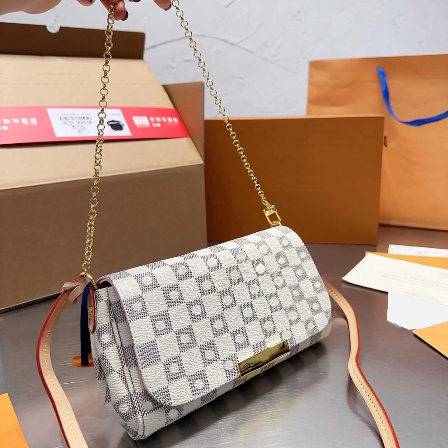 borse totes borsetta borsa firmata donna classica marca plaid fiore logo lettera cucitura borsa a tracolla catena semplice portafoglio cena pendolare