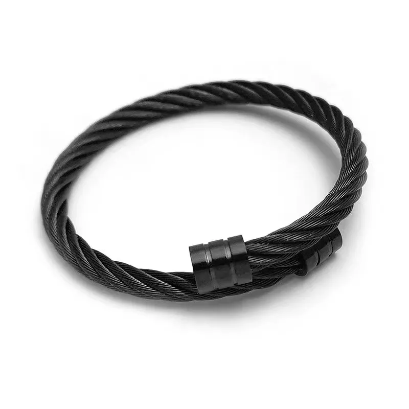 Stainless Steel Hip Hop Open Cuff Charm Twisted Bangle Stainless Steel Hip Hop Open Cuff Charm Twisted Bangle