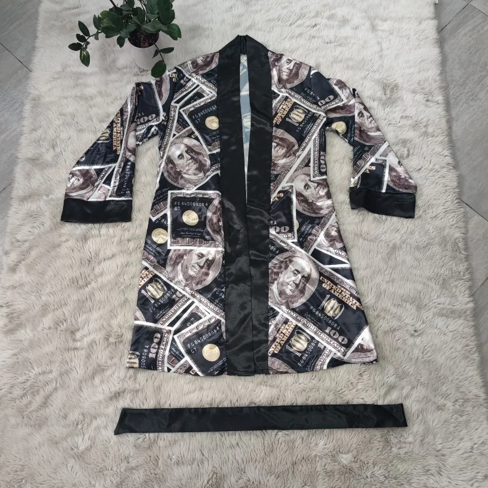 Women's Dollar Print Lounge Bathrobe, Sexy Long Robe | DHgate