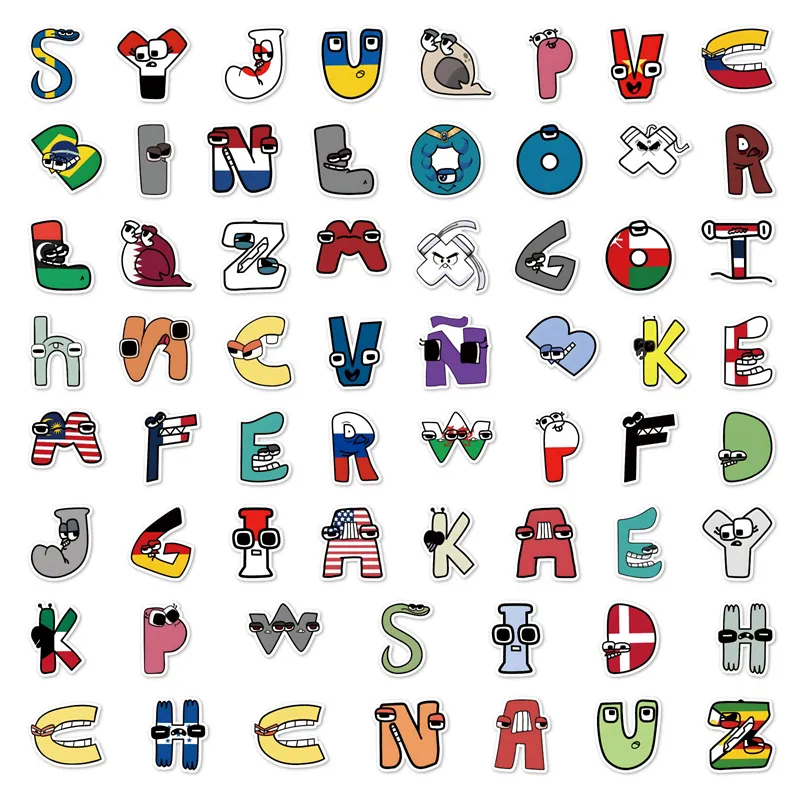 50PCS Alphabet Lore Stickers, Cartoon Aesthetic Vinyl Waterproof