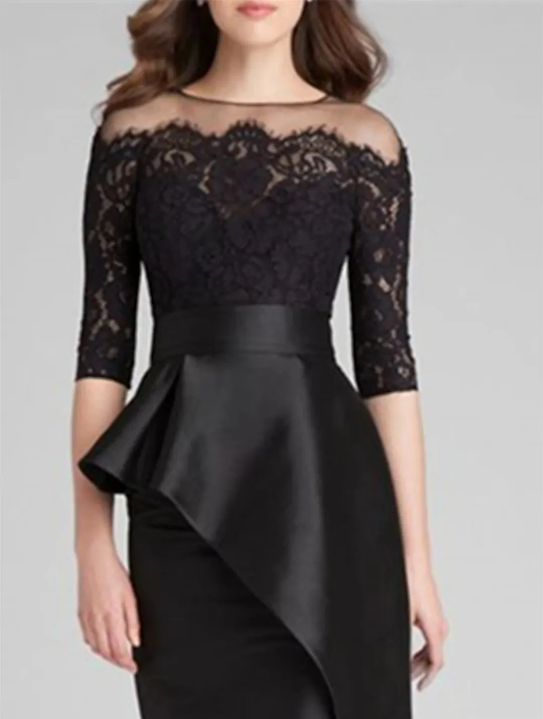 black peplum dress for wedding Tracy Studio CRYSTAL STRAPLESS PEPLUM DRESS