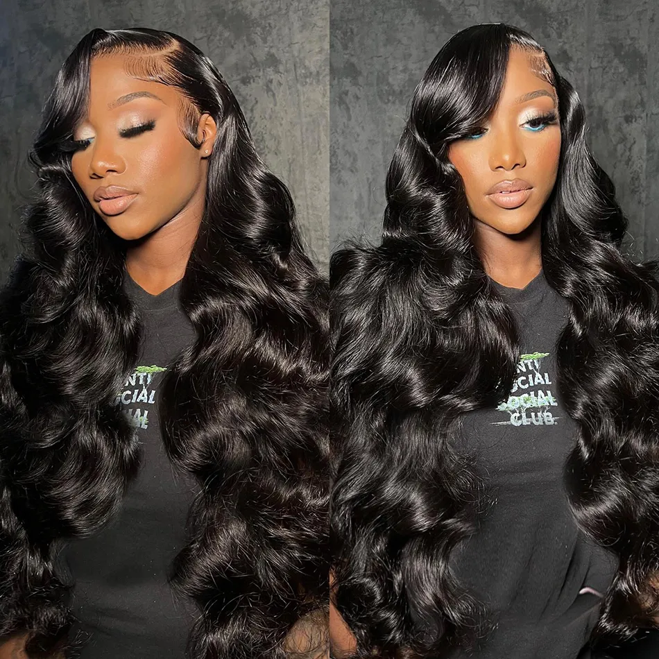 40 Inch Body Wave Transparent Lace Front Human Hair Wigs Brazilian Black Color 250 density HD 13x4 Lace Frontal Wig For Women