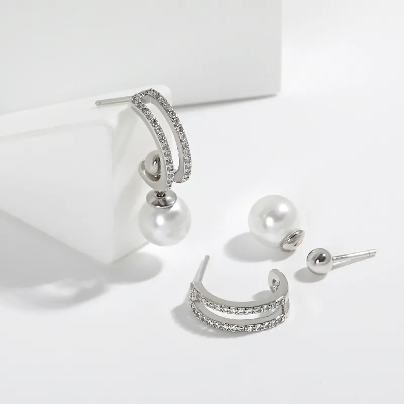S925 Sterling Silber Kristall C-form Perlen Ohrhänger_voghion.com