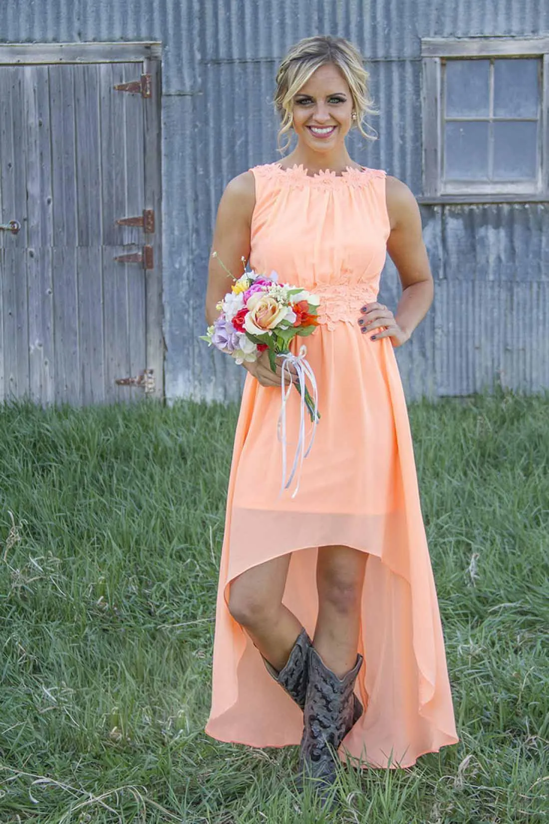 2023 Coral Mint Green Bateau Backless High Low Chiffon Chiffon Terracotta Bridesmaid Dresses - Perfect for Weddings, Proms, and Beach Parties at