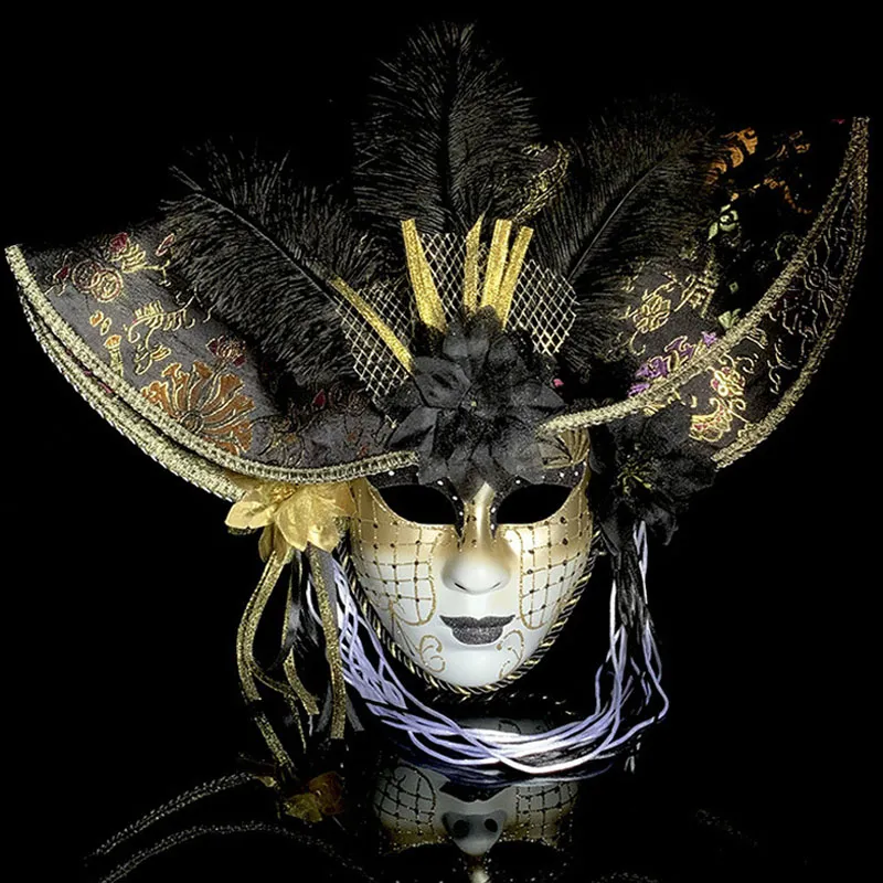 Hshenjhu Venetiaanse masker, maskerade oogmasker, kanten maskermasker met veer, zilvergrijs kant maskers dames voor carnaval, maskerbal, avondjurk, feest, Halloween, huwelijkskostuumaccessoires