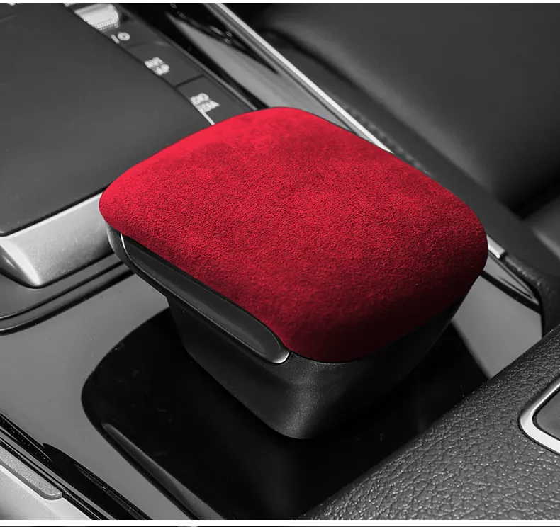 Schwarz Rot Alcantara Schalthebel Shifter Stick Shift Cover Hülle