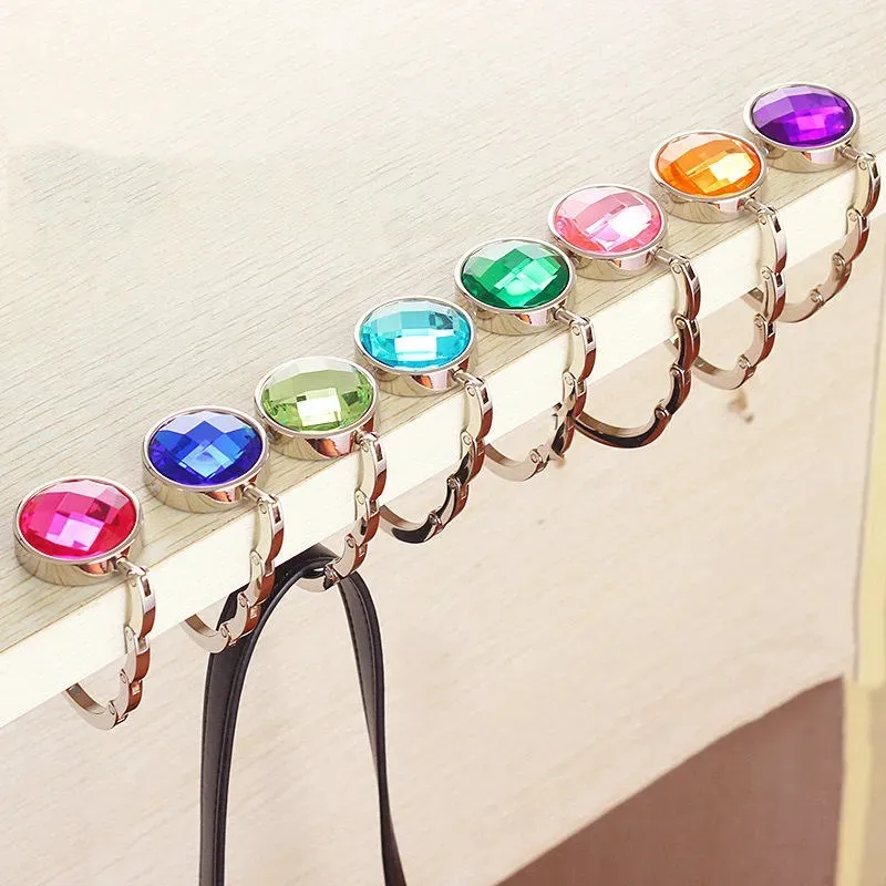 Foldable Bag Purse Hooks Table Desk Handbag Holder Shell Bag Folding Table Hanging Hook With Crystal Rhinestone From 0 87 DHgate
