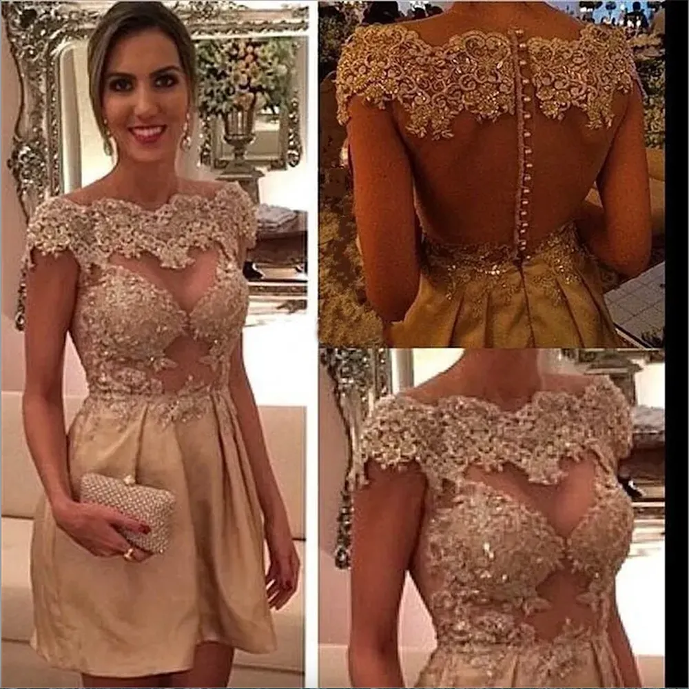See Through Gold Short Homecoming Dresses 2024... From Verycute, $37.91 |  DHgate.Com