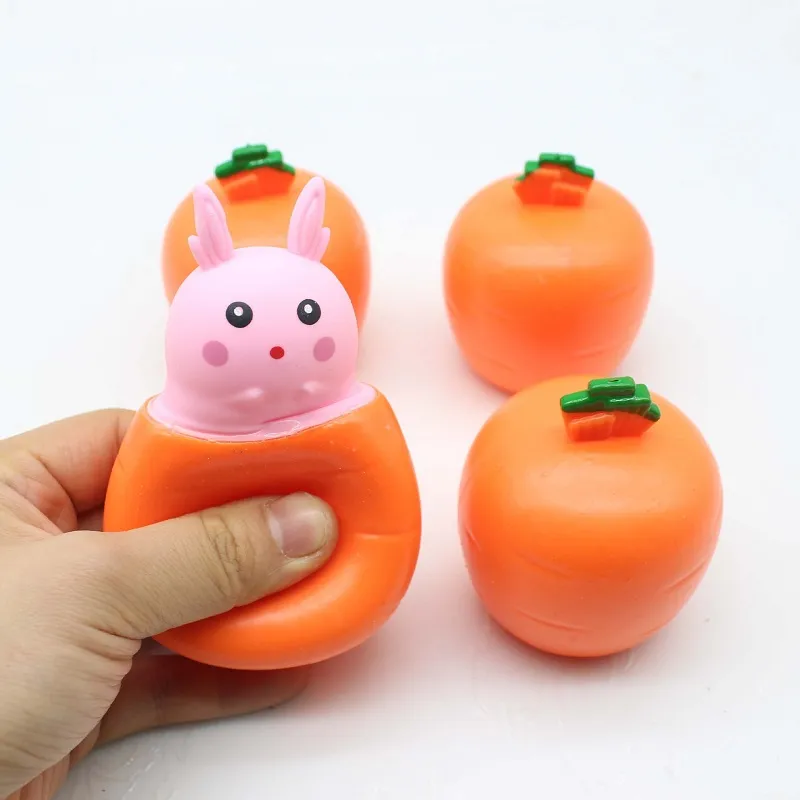 Soulagement du stress Fidget Toys Pop Up Squishy Rabbit Squeeze Toys Squish  Carrot Rabbit Pour Pâques