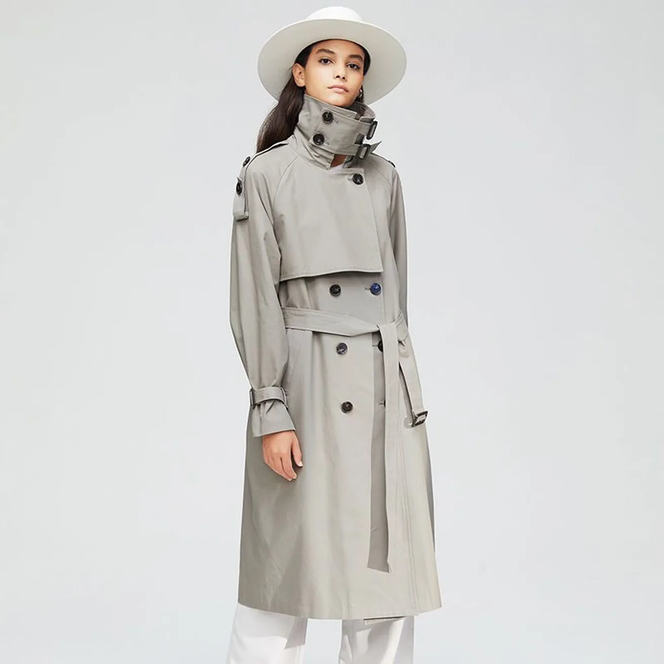 NFYM Fall Women Linen Trench Coat Lighweight Open Togo