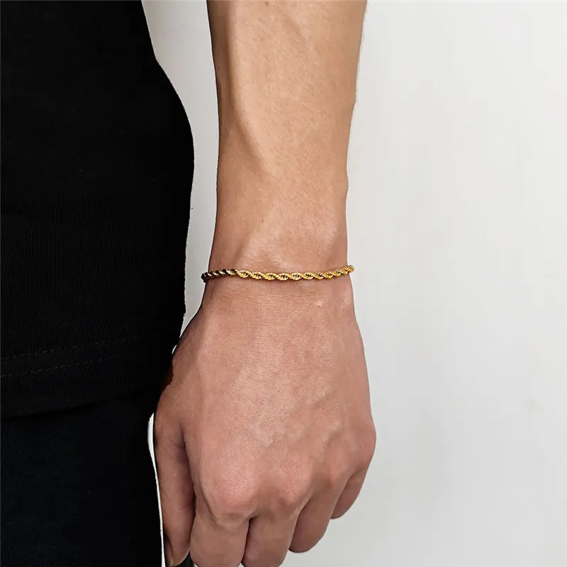 Mens Twisted Stainless Steel Bracelet 7 8 Width South American