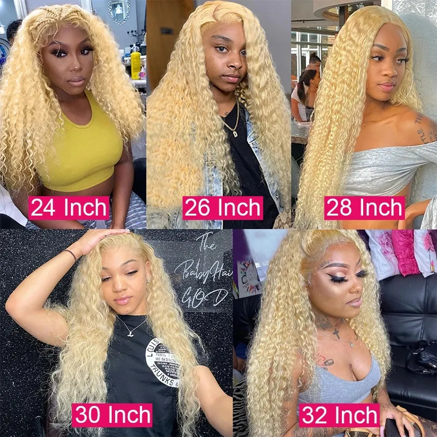 30 40 Inch 613 Blonde 13x4 Hd Lace Frontal Wig 13x6 Loose Deep Wave for Black Women Brazilian Curly Front Human Hair Wig180%
