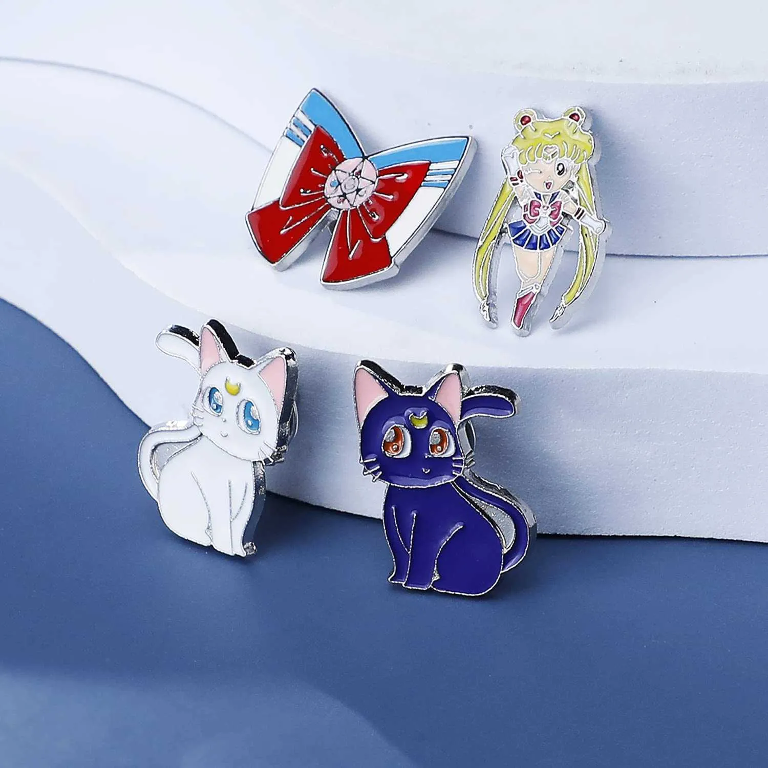 Harong Sailor Moon Enamel Brooch Set Includes Sailor Suit Bow From