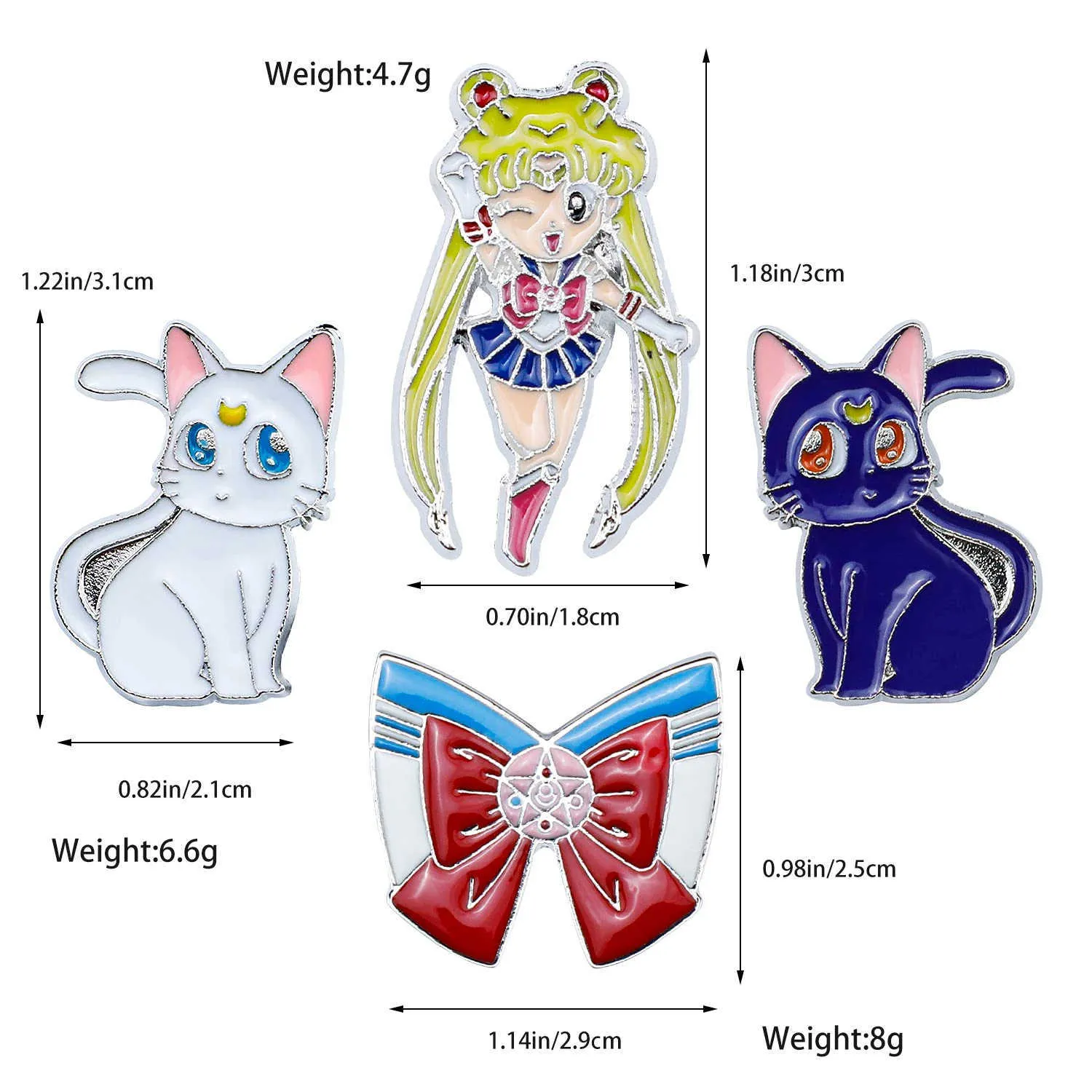 Harong Sailor Moon Enamel Brooch Set Includes Sailor Suit Bow From