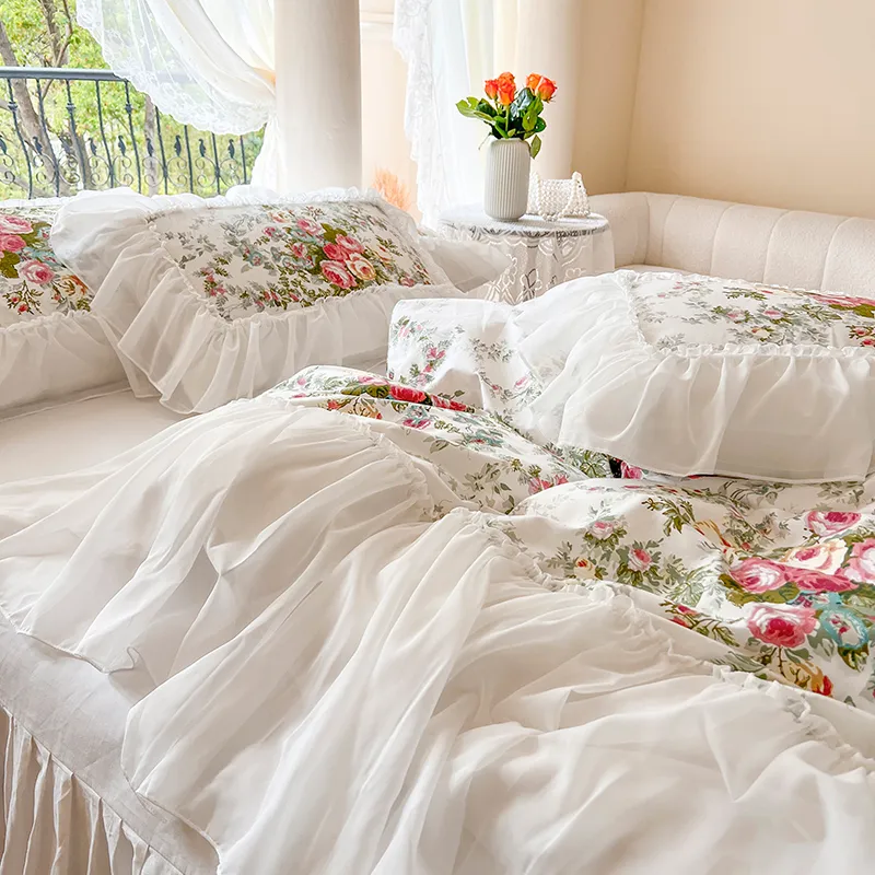 Ribbon Bow Floral Bedding Set / White Blue, Best Stylish Bedding