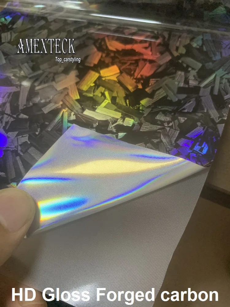 HD Holographic Laser Gloss Forged Carbon Vinyl Car Wrap Film Air ...