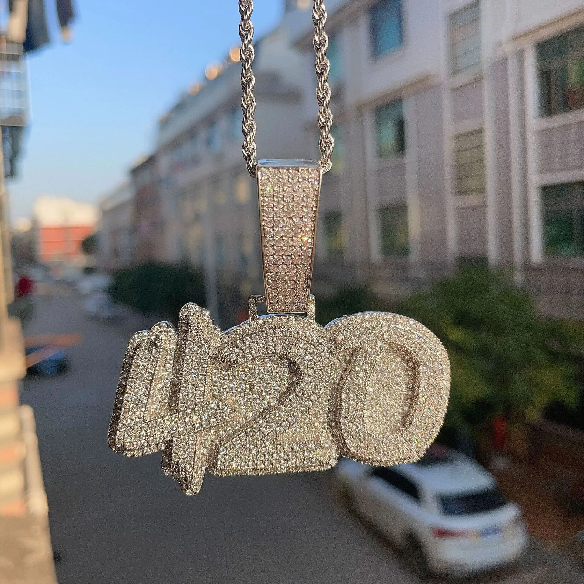 Personalized Baguette Hip Hop Rock Rapper Necklace With Iced