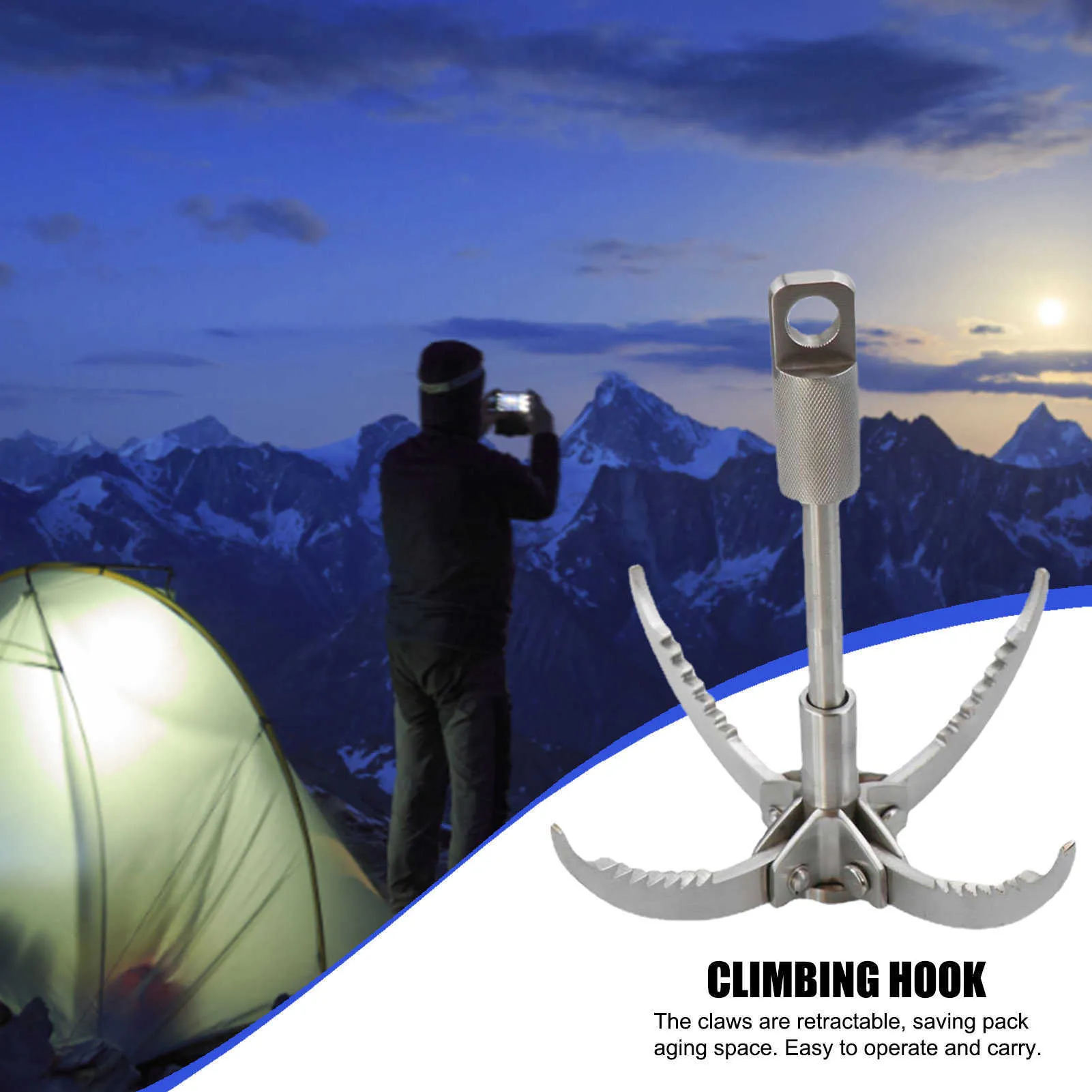 Rock Protection Survival Grappling Hook Stainless Steel Foldable