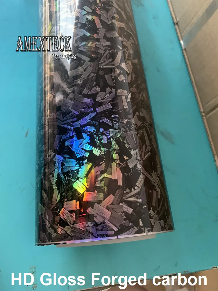 HD Holographic Laser Gloss Forged Carbon Vinyl Car Wrap Film Air ...
