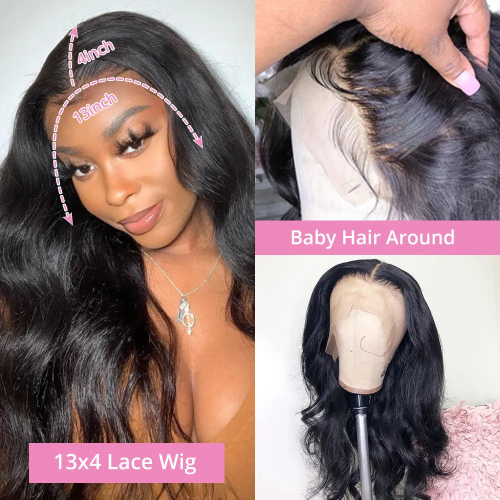 250 Density 30 34 Inch Body Wave Lace Front Wig Pre Plucked Brazilian 100% for Women13X4 Lace Frontal Wig Human Hair