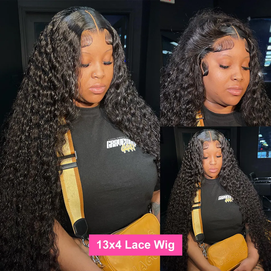 180%density 40 Inch Curly 13x4 13x6 HD Transparent Lace Frontal Wig Brazilian Remy 360 Loose Deep Wave Human Hair Lace Front Wigs for Women