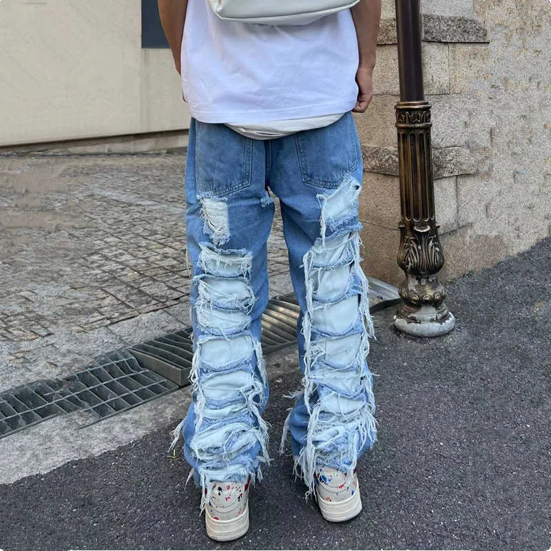 2023 Ropa Grunge Y2k Streetwear Fofo Empilhado Calça Jeans Masculina Mass  De Jeans Azuis Lava Lava De $126,78