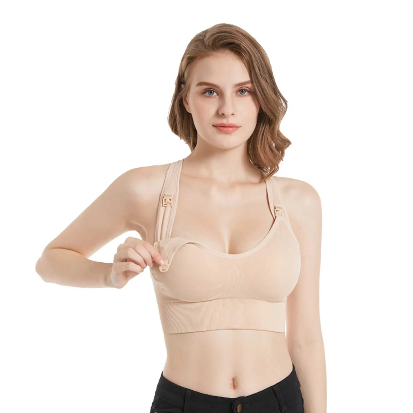 Seamless Maternity Yoga Posture Correcting Sports Bra With Front