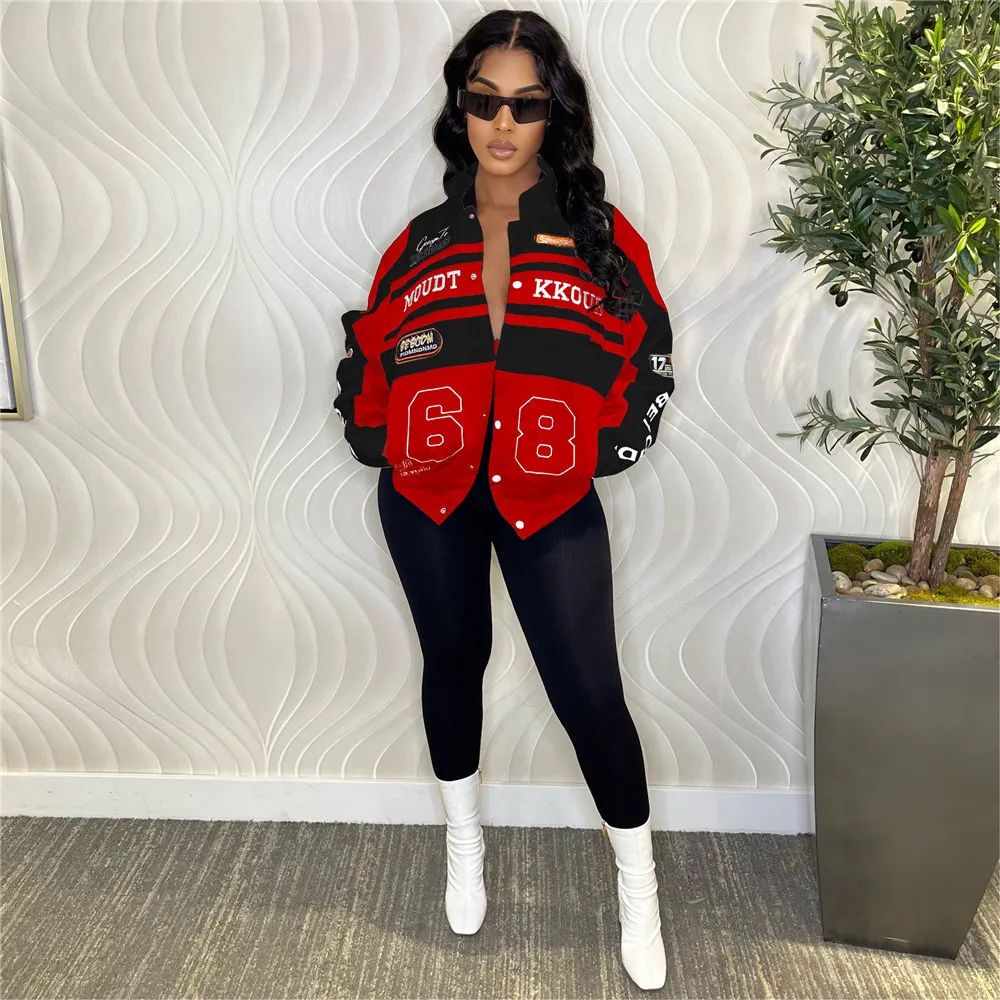 Designer Motorcycle Veste Femmes Manches Longues Baseball