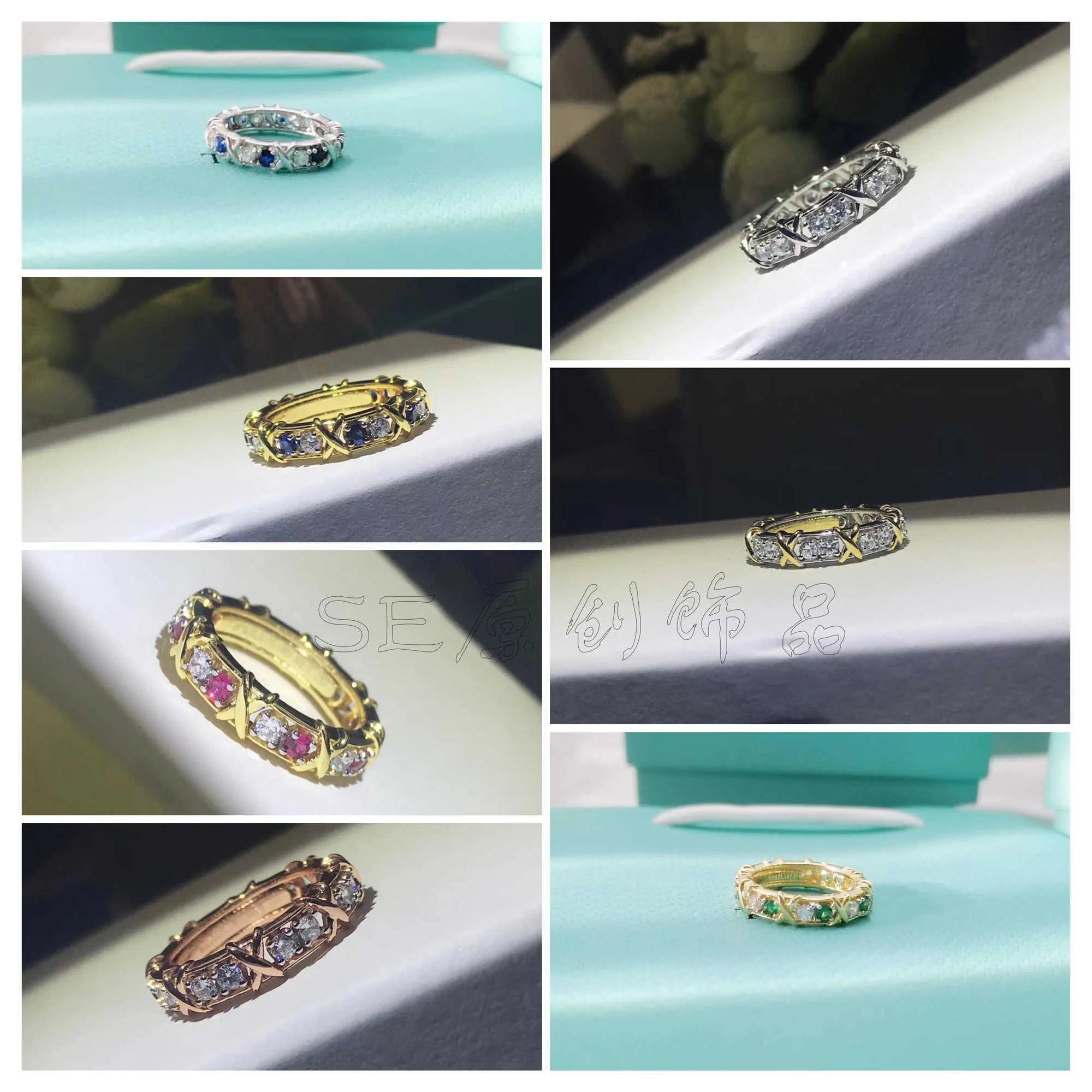 Tiffany & Co. Platinum and 18K Yellow Gold Schlumberger 16 Stone Diamond X  Ring Size 7.25 W/Receipt | The Diamond Oak