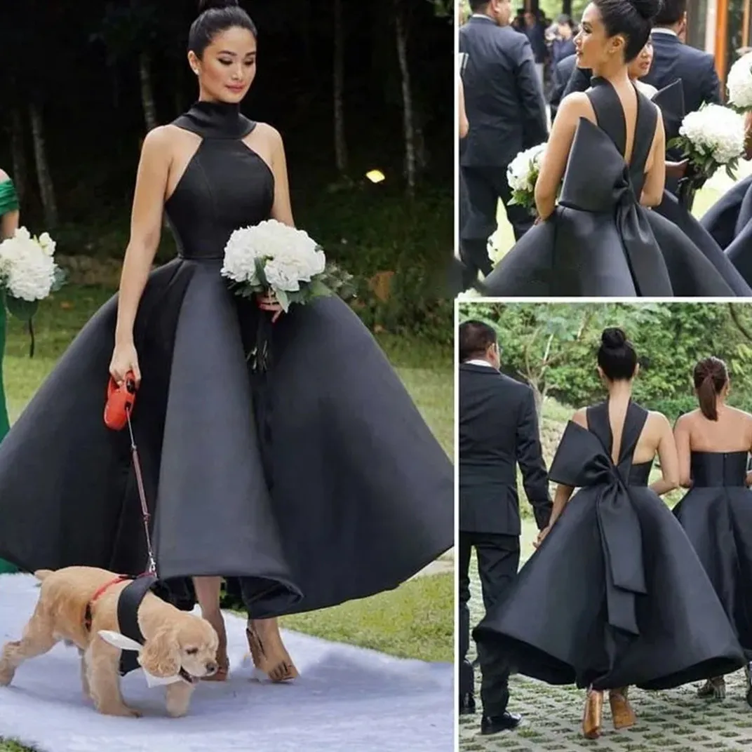 Muslim Satin Bridesmaid Dress with Bow Zipper Back Sleeveless A-Line  Ankle-Length Gown Plus Size from Dhgate Bridesmaid Dress